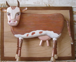 Панно резное корова Му