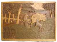 Резьба по дереву панно Охота